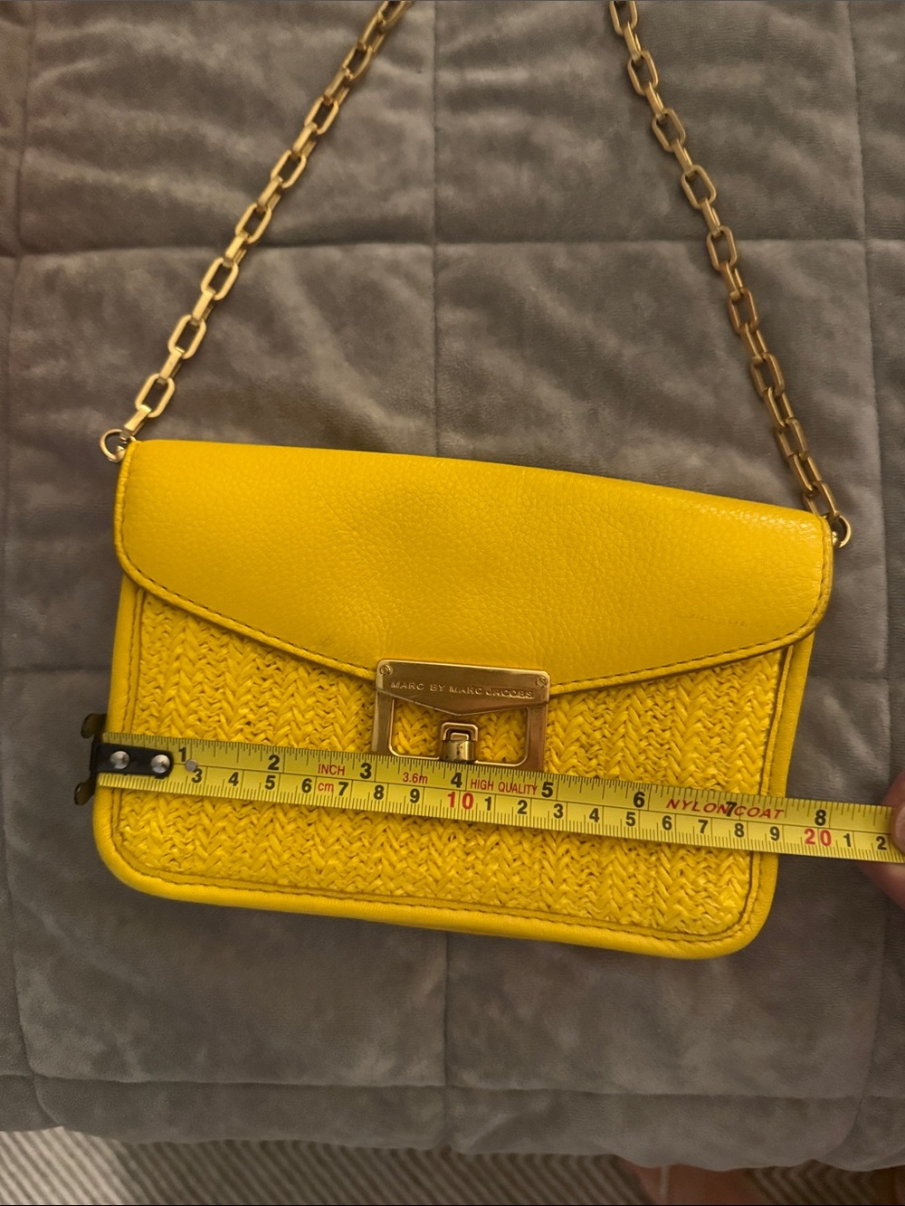 Marc by Marc Jacobs Yellow Woven Leather Crossbody with Gold Hardware - Picture 13 of 14